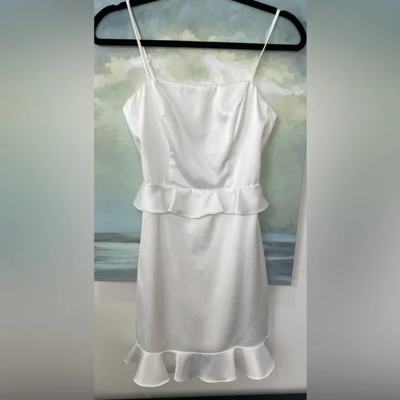 B Darlin | Dresses | B Darlin White Satin Ruffle Mini Dress | Poshmark